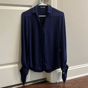Express Button Down Tie-Cuff Blouse